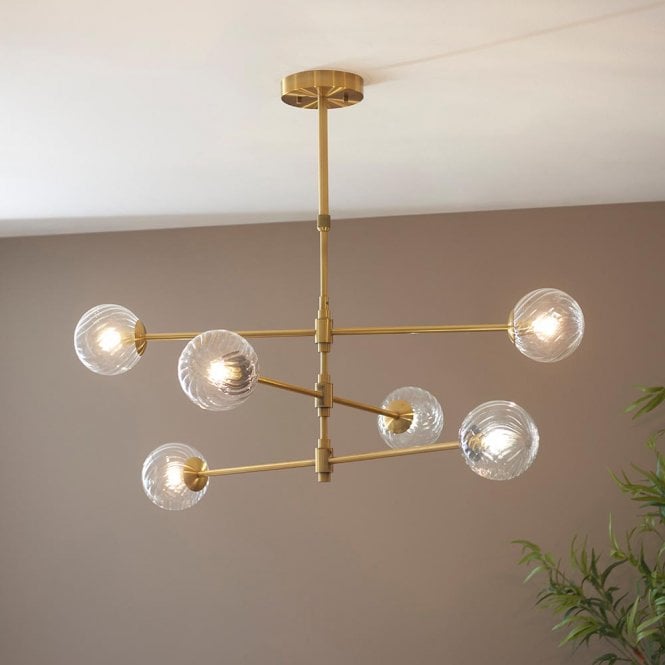 Aspire Lighting Ben 6 Light Brushed Brass Pendant
