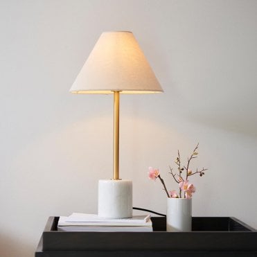 Ellie Aged Brass Table Lamp C/W Fabric Shade
