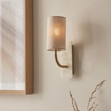 Ellie Curved Brass Wall Light with Shade