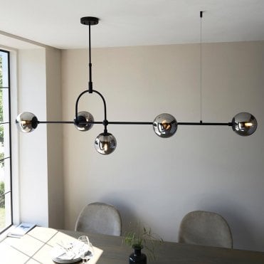 Erin Black Linear Pendant Smoked Glass
