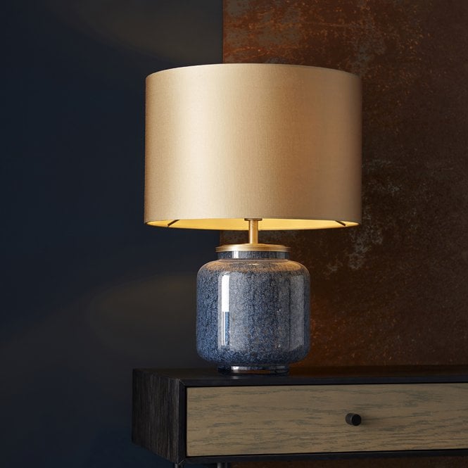 Aspire Lighting Glass Table Lamp in Colbalt C/W Shade