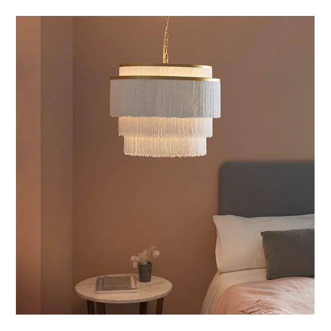 Aspire Lighting Gold & White Fringe Pendant