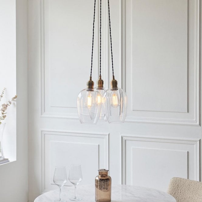 Aspire Lighting Mia Antique Brass 3 Light Cluster Pendant