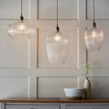 Molly Ribbed Glass Pendant