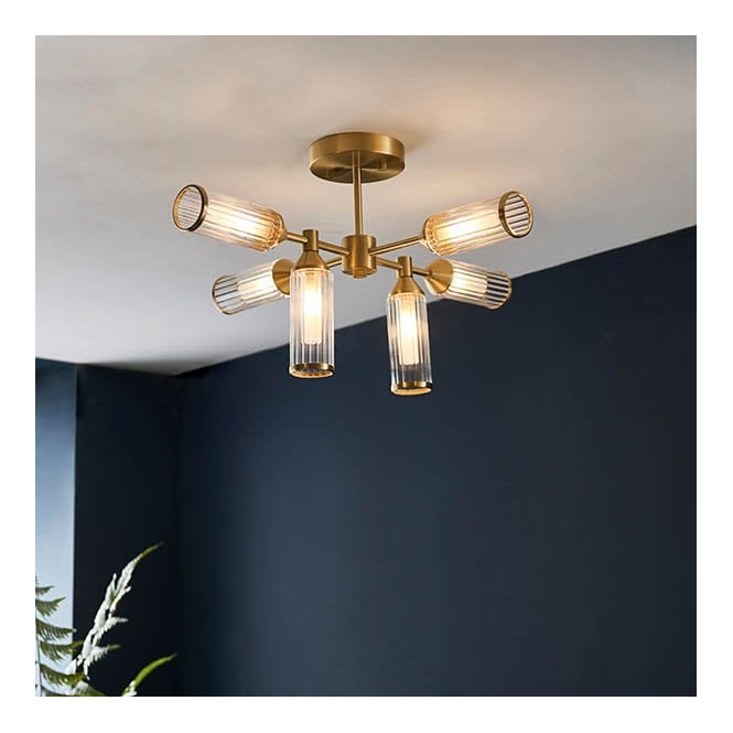 Aspire Lighting Sally Satin Brass Semi Flush Fitting