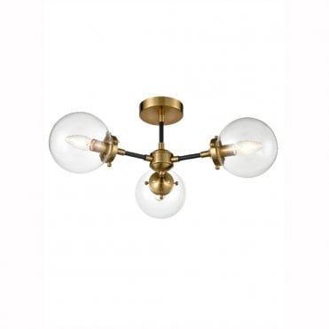Attraction Semi Flush Fitting in Antique Gold & Matt Black