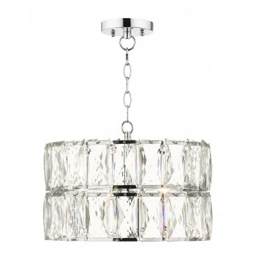Aurora 3 Light E14 Crystal Pendant Polished Chrome
