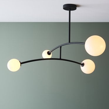 Balance Black Ceiling Fitting with 4 Opal Shades