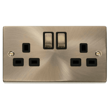 Antique Brass 2 Gang Socket