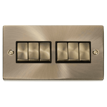 Antique Brass 6 Gang 2 Way Switch