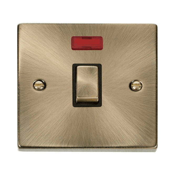 Click Scolmore Antique Brass DP Switch with Neon