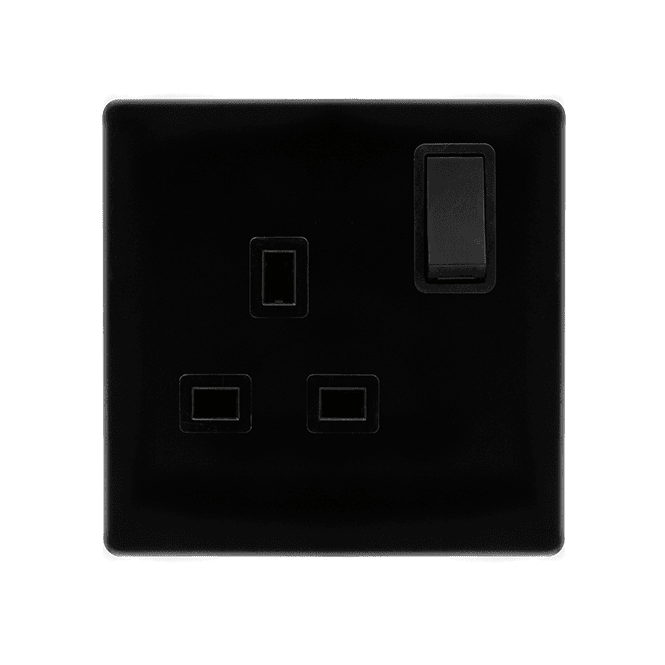 Click Scolmore Black 1 Gang DP Socket