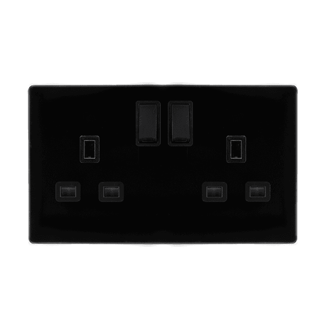 Click Scolmore Black 2 Gang DP Socket
