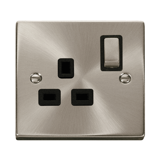Click Scolmore Satin Chrome 1 Gang Socket