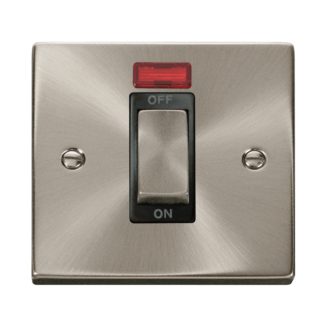 Click Scolmore Satin Chrome 1 Gang Switch with Neon