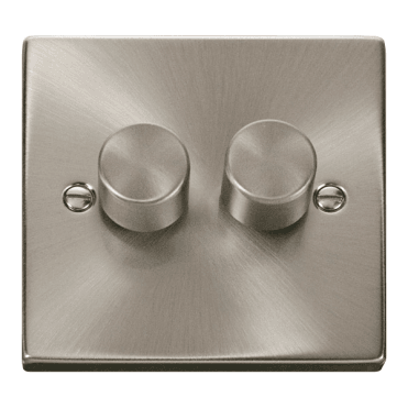 Satin Chrome 2 Gang 2 Way Dimmer Switch
