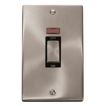 Satin Chrome 2 Gang Vertical Switch with Neon