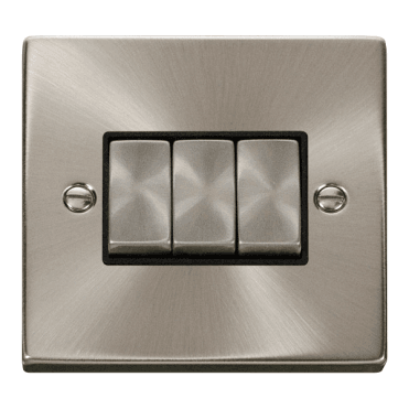 Satin Chrome 3 Gang 2 Way Switch