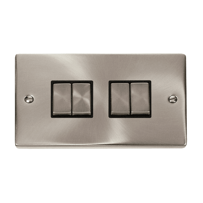 Click Scolmore Satin Chrome 4 Gang 2 Way Switch
