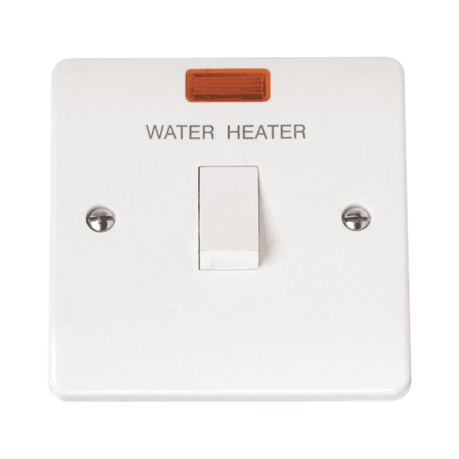 Click Scolmore White Water Heater Switch with Neon
