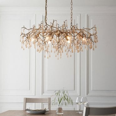 Colin Aged Gold Linear Chandelier with Champagne Glass 