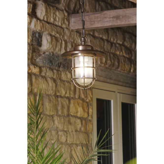 David Hunt Lighting Humber Antique Brass Outdoor Pendant IP44