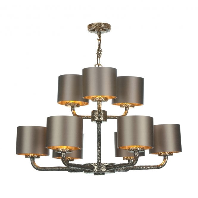 David Hunt Lighting Sloane 2 tiered 9 Light Fitting C/W Bespoke Shades