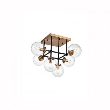 Diffraction Flush Light in Matt Black & Antique Gold