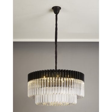 Donard Matt Black 12 Light Pendant