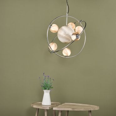 Mikara 7 Light Pendant Polished Chrome Glass