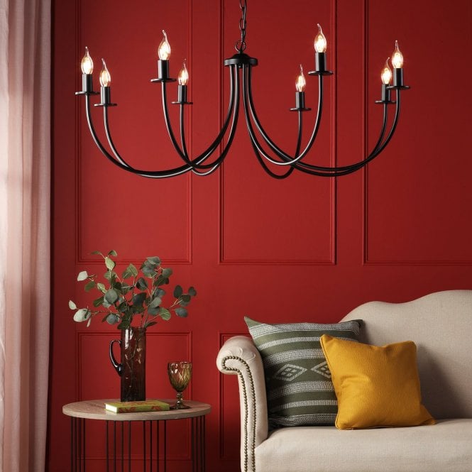 där lighting Becca 8 Light Pendant in Matt Black