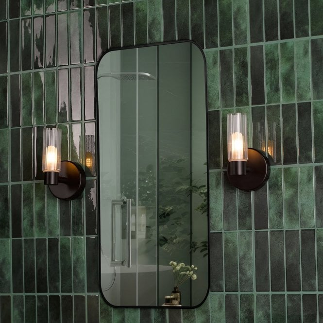 där lighting Bolton Black Wall Light IP44