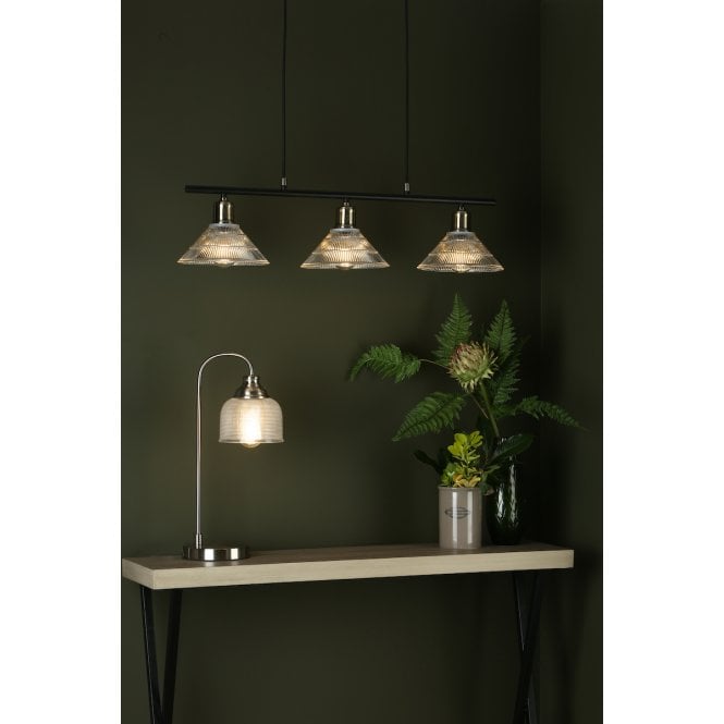 där lighting Boyd 3 Light Bar Antique Brass with Glass Shade