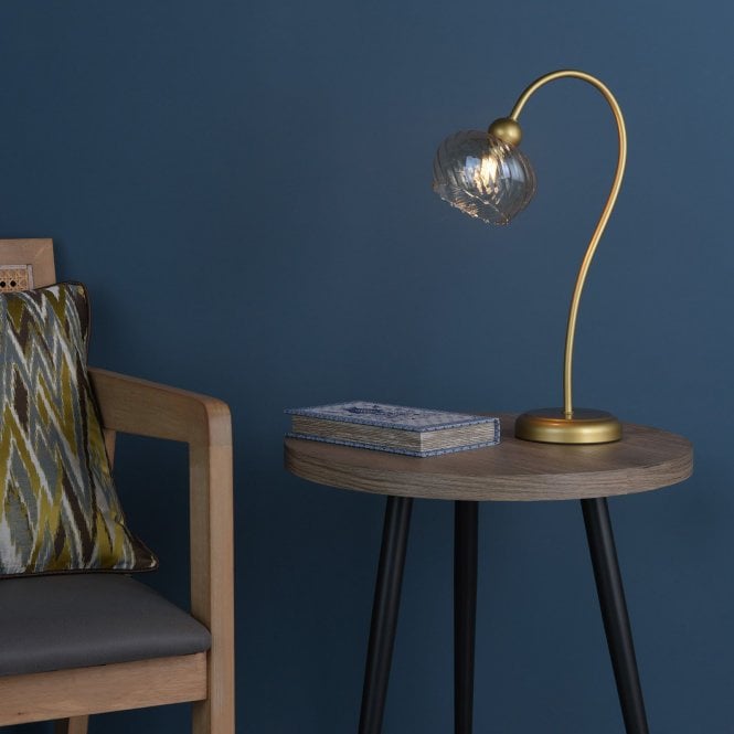 där lighting Cognac Satin Gold & Champagne Table Lamp