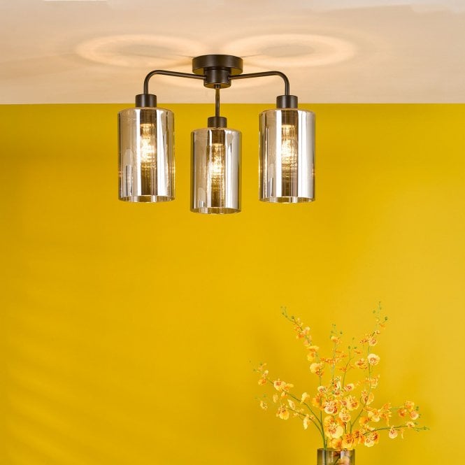 där lighting Daylin 3 Light Semi Flush Fitting