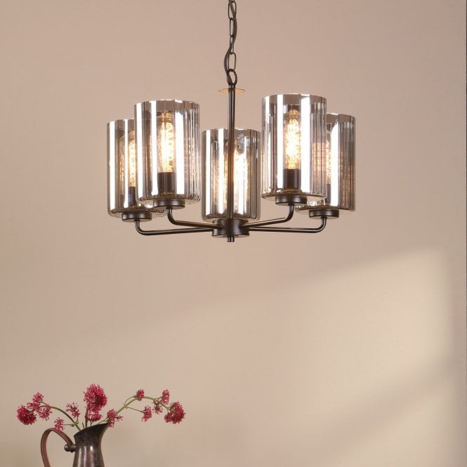 där lighting Daylin Satin Black & Smoked Glass Pendant
