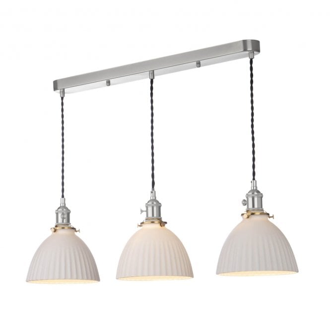 där lighting Hadano 3 Light Ceramic Chrome Bar