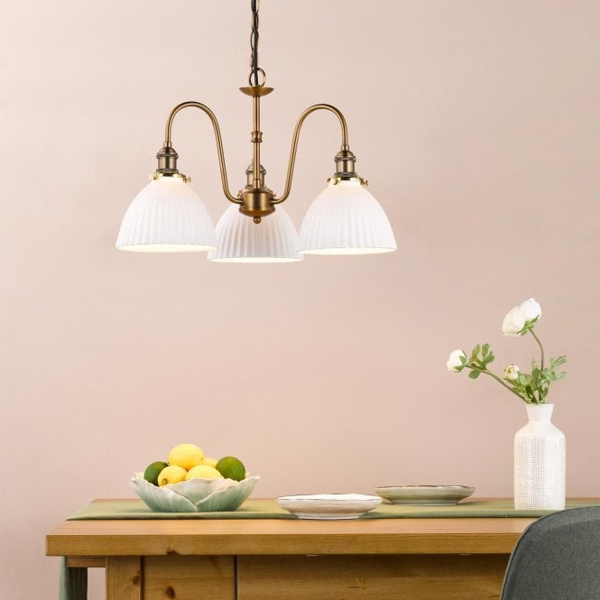 där lighting Hadano 3 Light Pendant in Antique Bronze
