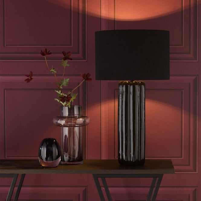 där lighting Hebron Black Table Lamp C/W Shade