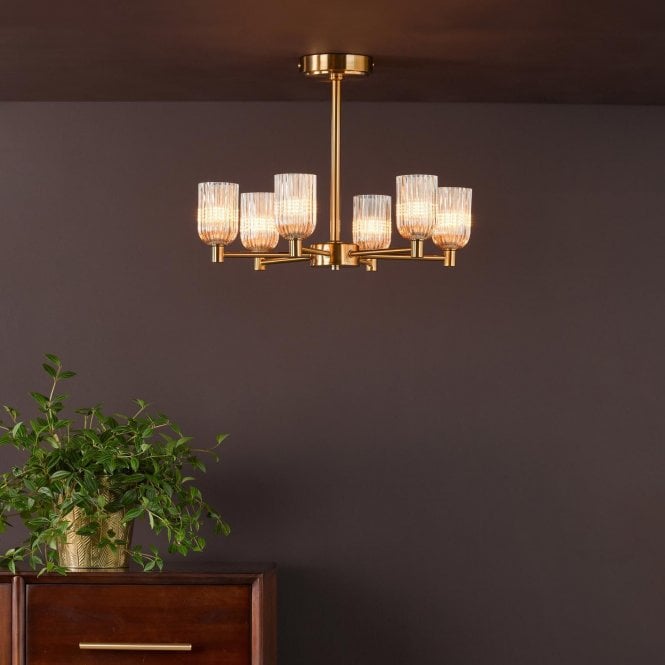 där lighting Hilaria 6 Light Semi-Flush Fitting