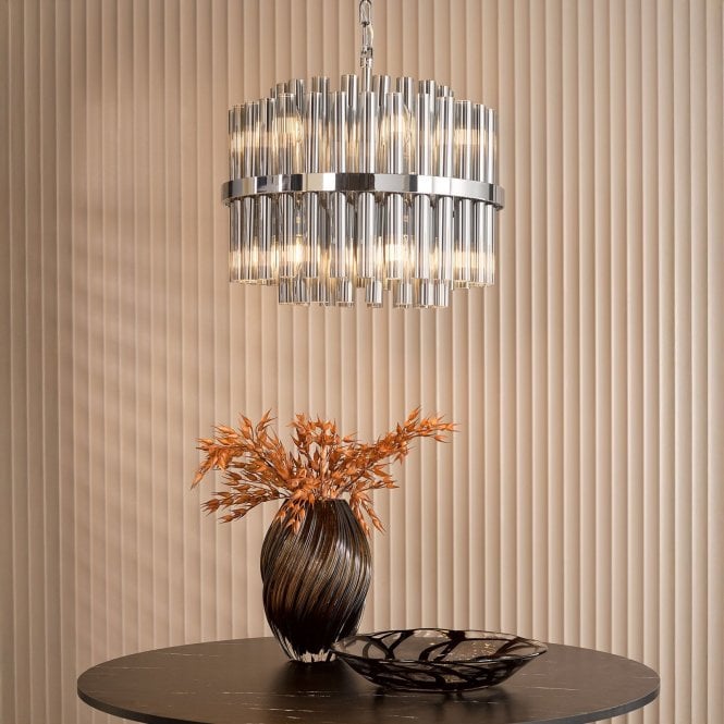 där lighting Imani Polished Chrome & Smoked Glass Pendant