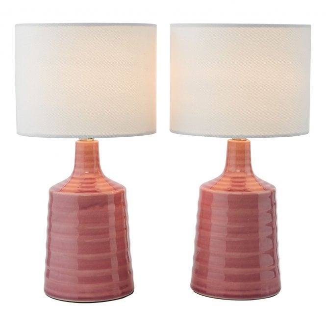 där lighting Inci Twin Pack Pink Table Lamp C/W Shade