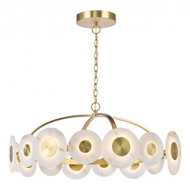 där lighting Irela LED Brass & Alabaster Pendant