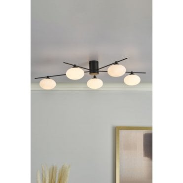 Jasper Matt Black Semi Flush Fitting