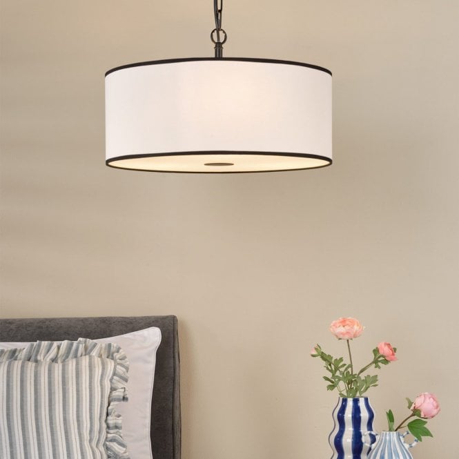 där lighting Jemima 3 Light White & Black Pendant
