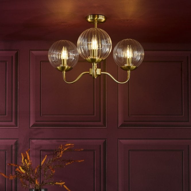 där lighting Jocelyn 3 Light Semi Flush Fitting