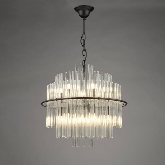 där lighting Lukas 13 Light Pendant in Satin Black