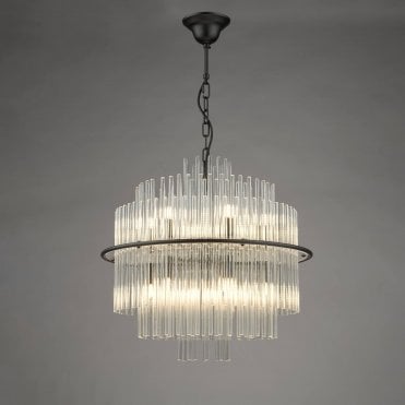 Lukas 13 Light Pendant in Satin Black