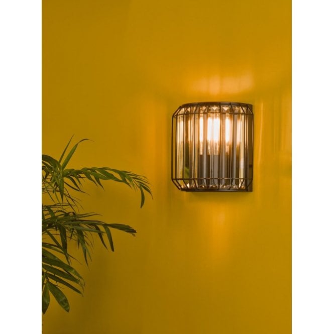 där lighting Naeva 2 Light Black Wall Fitting