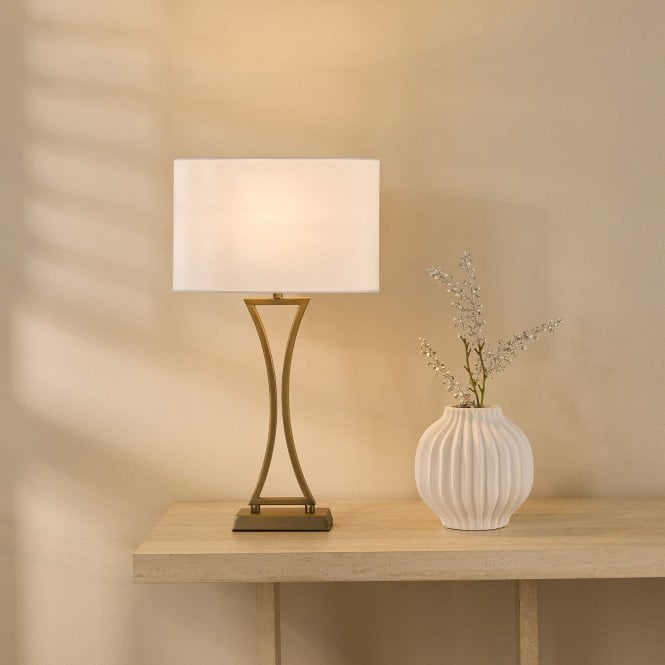 där lighting Oporto Aged Brass Table Lamp C/W Shade